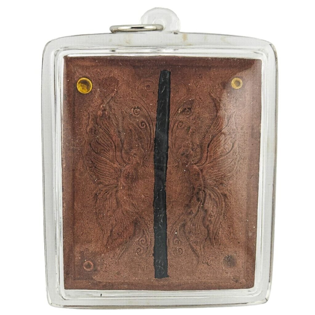 Twin Piser Butterfly Amulet — 8 Directional Wealth & Protection by Phu Lersi Pong front view