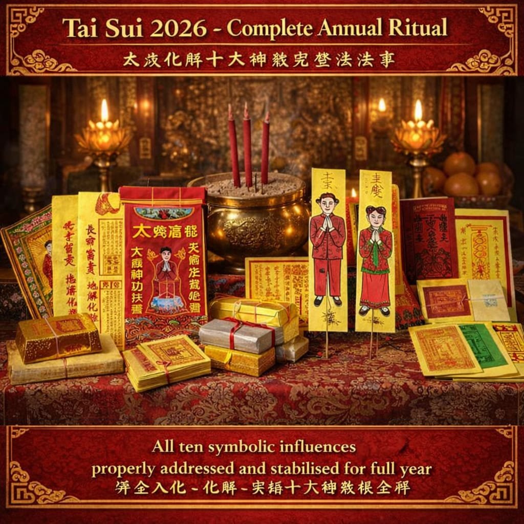 Tai Sui 2026 — The Complete Annual Ritual Covering the Twelve Symbolic Influences (十二神煞) by Phu Lersi Techo, cover photo complete ritual