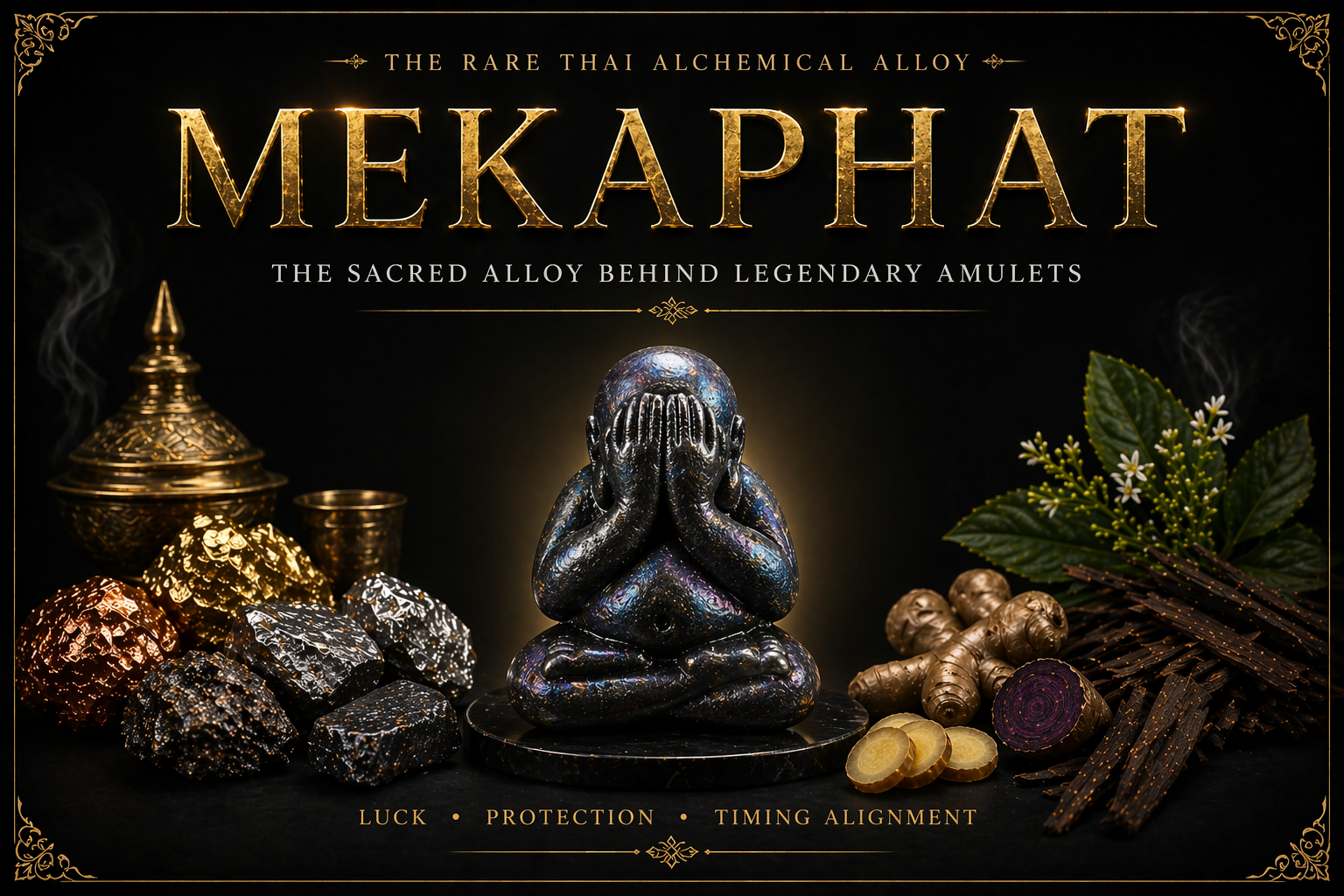 Mekaphat alloy in Thai amulet tradition with sacred metals, herbs and Phra Pidta representation