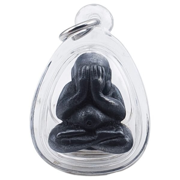 Phra Pidta amulet made from Mekaphat alloy showing front and back view
