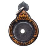 Ancient Thai corpse coin amulet (Rian Bak Pee Boran) over 100 years old, burial coin placed in the mouth of the deceased, sealed in casing