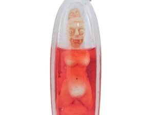 Asoon Mae Per amulet front view showing feminine devil form with baby devil sealed in red Nam Man Asoon casing