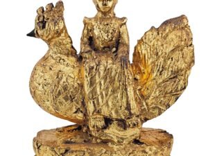 Front view of Mae Nang Surasati Maha Thewi worship statue on a Hongsa bird, traditionally associated with wisdom, reputation, influence, and prosperity.