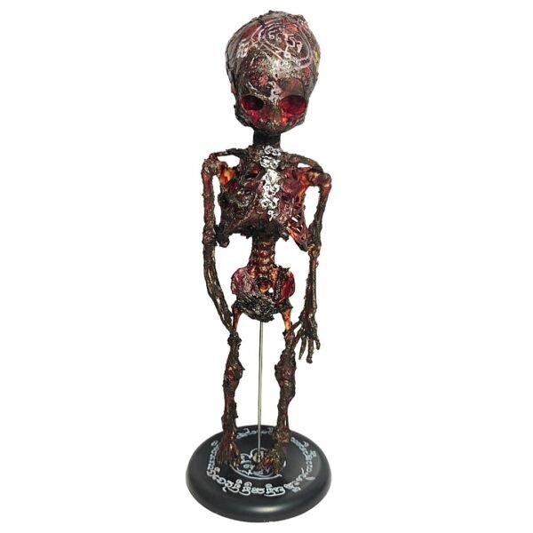 Full front view of Lukkok 8-Directional Force, a medical-grade replica skeleton form finished as a dark spirit vessel.