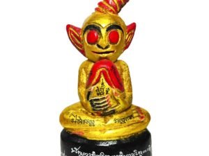 Ngan Ta Bon Kuai Nor 8 Sor front view showing convex red eyes, mighty palakit form, golden Ngan body, and black yanted base.