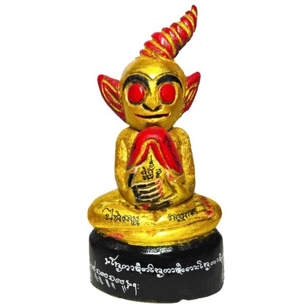 Ngan Ta Bon Kuai Nor 8 Sor front view showing convex red eyes, mighty palakit form, golden Ngan body, and black yanted base.