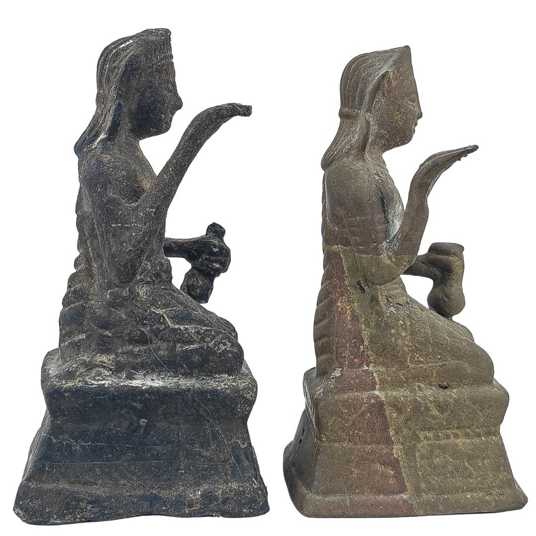 Left side view of Kruba Thep’s personal pair of old Nang Kwak from his mother’s shop