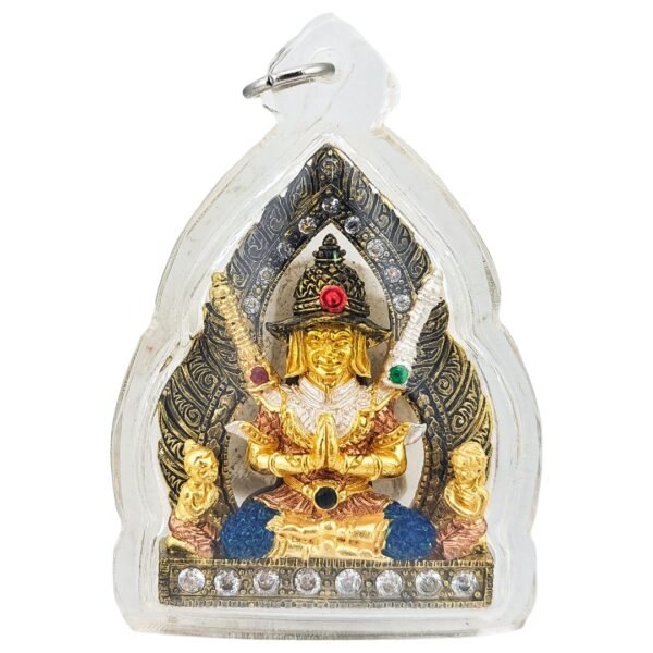 Cased front of Ajarn Nut’s Khun Paen Saneh Nuea Duang showing Khun Paen, surrounding female figures and ornate coloured details.