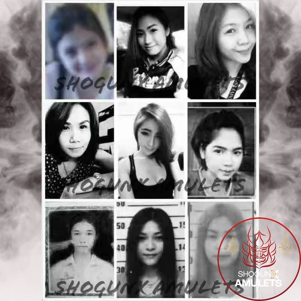 Collage showing Ajarn Nut’s original 9 Mae, the group of Mae Prai spirits that became one of his best-known works.