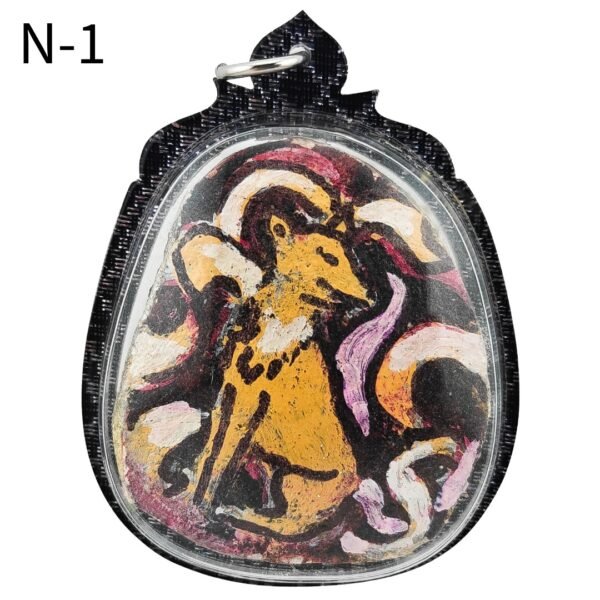 Front of Nine-Tail Fox Nong Prai Panneng N-1 by Ajarn Tom, hand-painted with the Nine-Tail Fox form in his classic raw style.