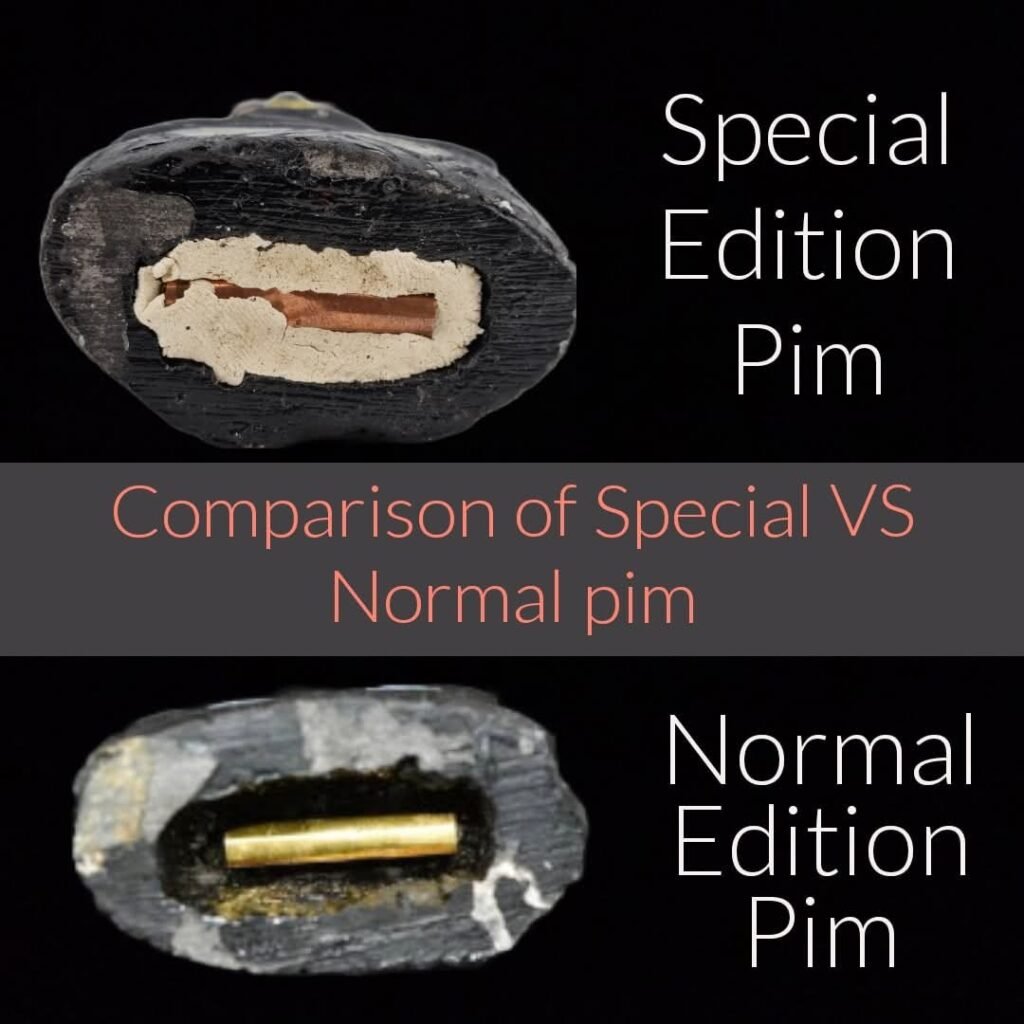 Comparison showing the normal Casanova Ngan base with takrut and special version with murn sarn
