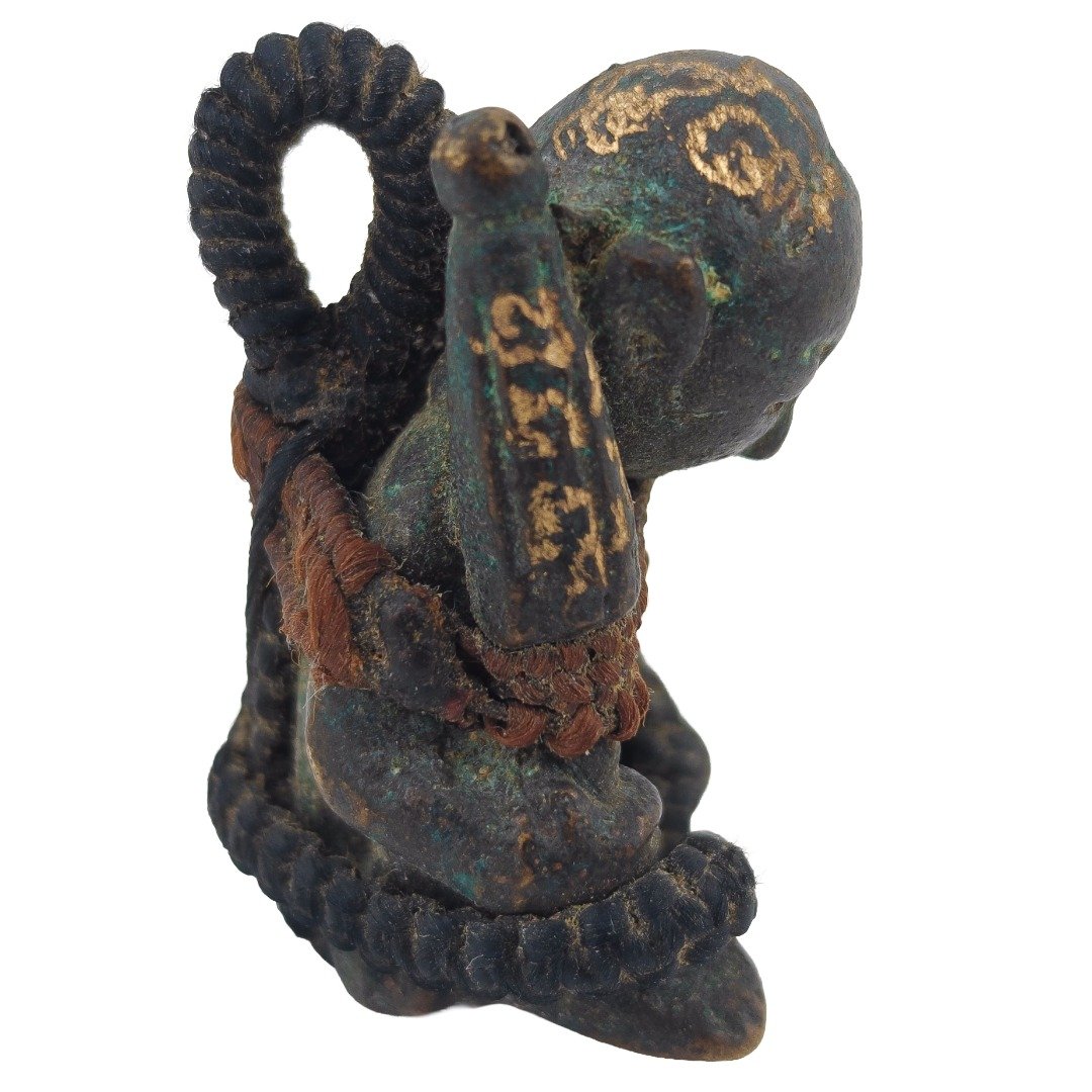 Phra Upakut with folded umbrella and recently hand-engraved yants by Phu Lersi Pong