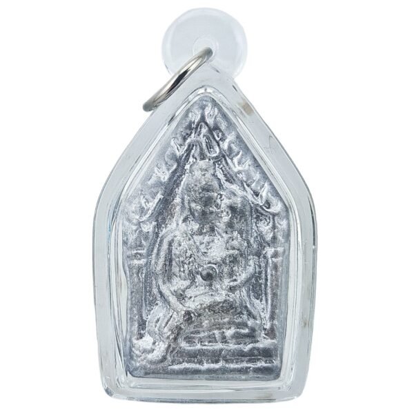 Front view of Khun Paen Nur Tagua Saksit sacred lead amulet by Phra Ajarn Dtutop