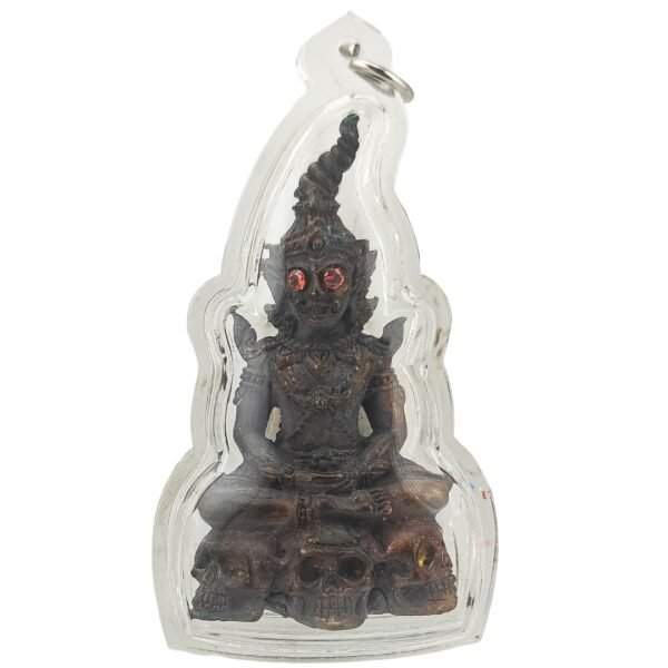 Front view of Ajarn Nut Ngan Yak with red eyes, Yak-like form and skull base