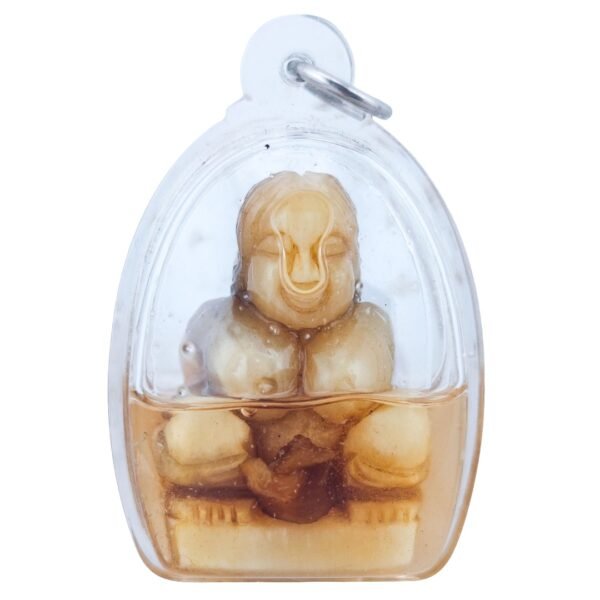 Front view of Mae Per by Phu Lersi Pong, BE 2568, featuring the female figure with sacred Yoni and Nam Man Prai inside a clear casing.