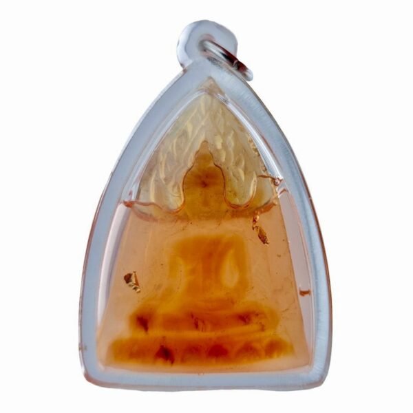 Prai Phra Chinnaraj by Phu Lersi Pong, carved from lightning-struck buffalo horn and encased with Nam Man Prai Thong Kam.